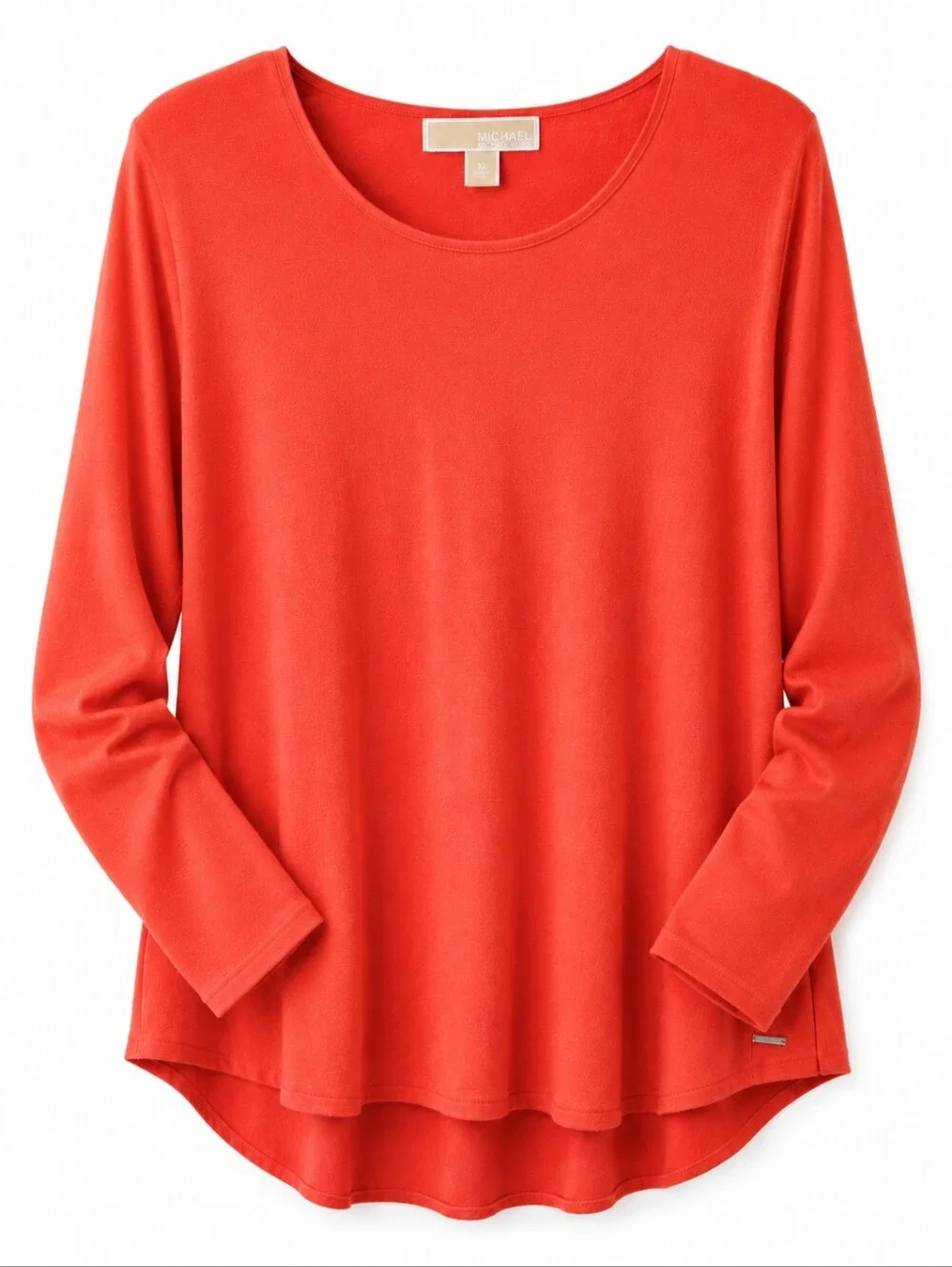 Michael Kors Coral Orange Lightweight Dolman Sleeve Sweater XL Hi Low Hem
